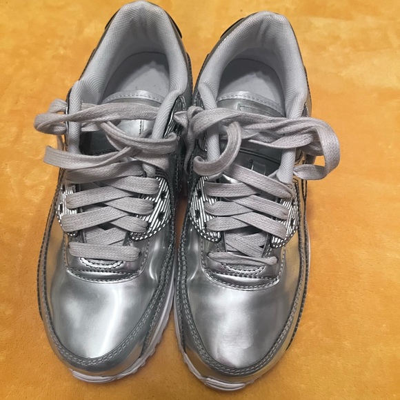 Nike Shoes - Nike Air Max metallic silver sneakers